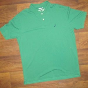 Nautica Polo Green Blue Size Large Short Sleeve